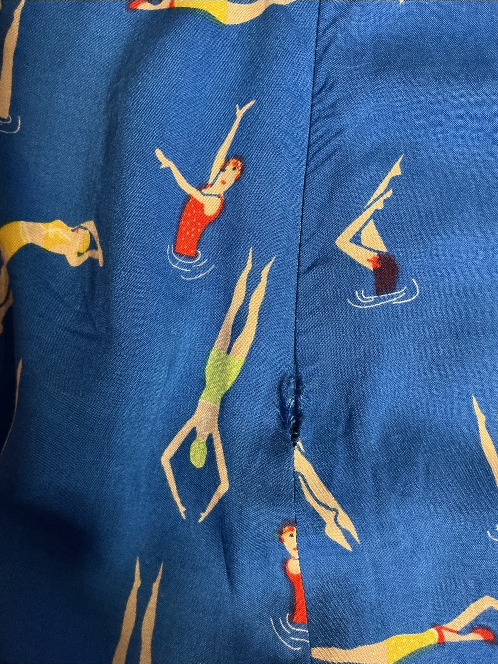 Blue Retro Swimsuit Romper with Red Halter Top - Picture 8 of 9